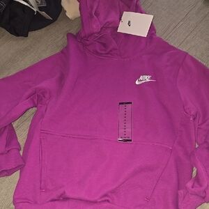 Nike Magenta Pullover Hoodie with White Swoosh